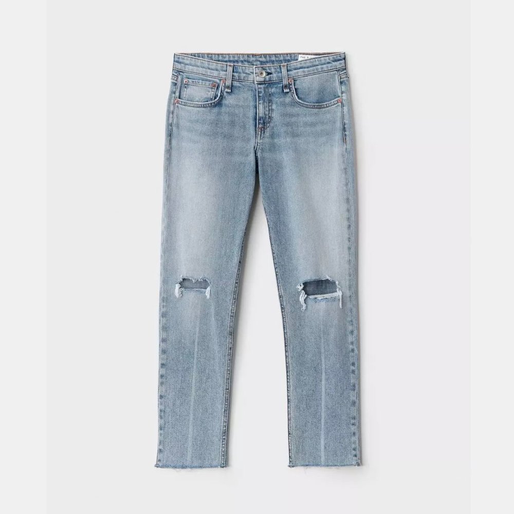 Made in USA Rag & Bone Dre Low-Rise Boyfriend Stella Jean Light Blue Size 26